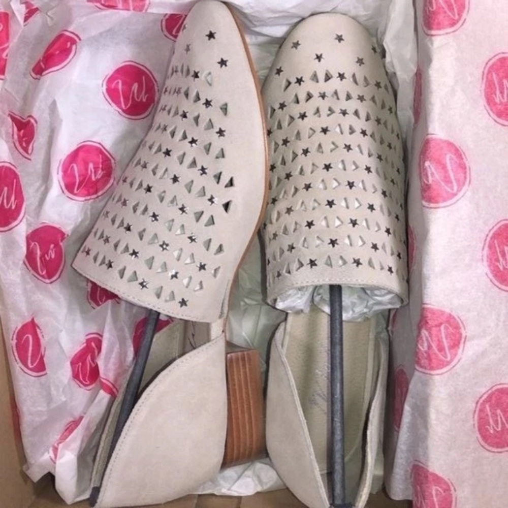 Matisse Constellation Leather Oxford Loafers Women Size 9 Ice Grey Slip On New